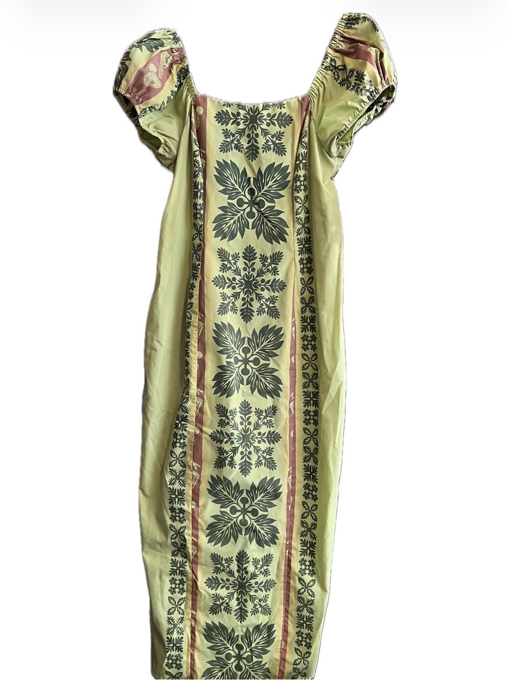 Vintage Muumuu Carol Bennett Ulu Quilt Print in Avocado 🥑 Made in Hawaii